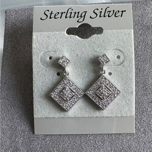 Sterling Silver Diamond-Shaped Earrings